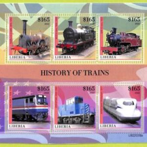 B0493 - LIBERIA - ERROR MISPERF Stamp Sheet - 2022 -History of Trains, Transport