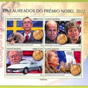 B0377 - GUINE-BISSAU - ERROR MISPERF Stamp Sheet - 2022 - Nobel Prize laureates