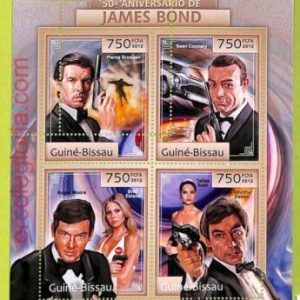B0375 - GUINE-BISSAU - ERROR MISPERF Stamp Sheet - 2012 - James Bond, Cinema