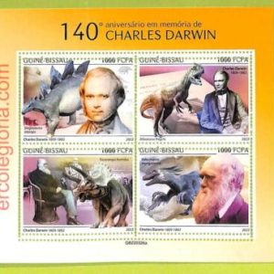 B0382 - GUINE-BISSAU - ERROR MISPERF Stamp Sheet - 2022 Darwin DINOSAURS