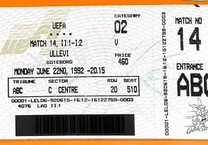C2261- Vecchio BIGLIETTO PARTITA CALCIO- 1992 UEFA VS COTEBORG