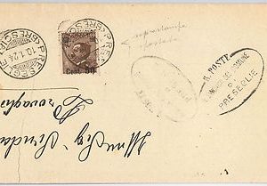 ITALIA REGNO storia postale   Sass 139 VARIETA' sovrastampa ISOLATO su BUSTA