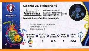 C2436-Vecchio BIGLIETTO PARTITA CALCIO- 2016 ALBANIA VS SWITZERLAND