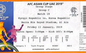 C2478-Vecchio BIGLIETTO PARTITA CALCIO- 2019 KYRGYZ REPUBLIC VS KOREA REPUBLIC