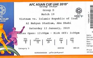 C2479-Vecchio BIGLIETTO PARTITA CALCIO- 2019 VIETNAM VS ISLAMIC REPUBLIC