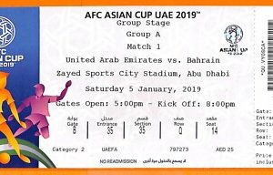 C2480-Vecchio BIGLIETTO PARTITA CALCIO- 2019 UDITED ARAB EMIRATES VS BAHRAIN