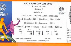 C2481-Vecchio BIGLIETTO PARTITA CALCIO- 2019 INDIA VS UDITED ARAB EMIRATES