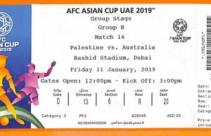 C2483-Vecchio BIGLIETTO PARTITA CALCIO- 2019 PALESTINE VS AUSTRALIA