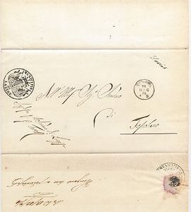 ITALIA REGNO - BUSTA con annullo collettoria corsivo LAZISE - 1874