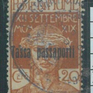 88801 - ITALY Fiume - REVENUE stamps: revenue stamp for PASSPORT - Used