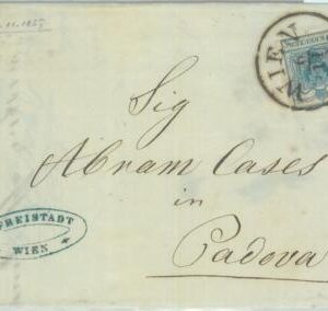 88820 - AUSTRIA - POSTAL HISTORY - 9 Kreuzer TYP II  on COVER to ITALY  1857