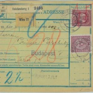 88844 - AUSTRIA - POSTAL HISTORY - PARCEL MAIL Formular Card  1917