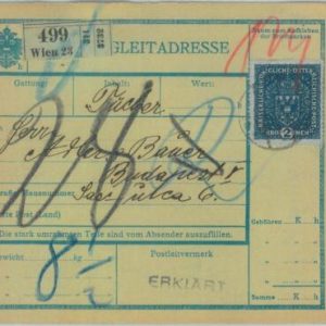 88848 - AUSTRIA - POSTAL HISTORY - PARCEL MAIL Formular Card  1917