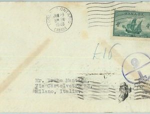 67354 - CANADA - Postal History -  COVER to ITALY 1949 - TAXED on ARRIVAL