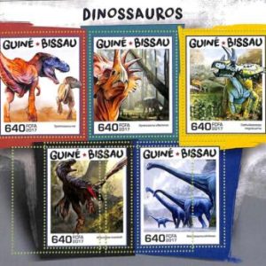 A7589 - GUINE BISSAU - ERROR MISPERF Stamp Sheet - 2017 - Dinosaurs