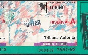 65600 - Vecchio  BIGLIETTO PARTITA CALCIO - 1991 / 1992 :  TORINO / INTER