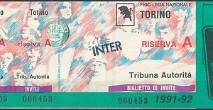 65602 - Vecchio  BIGLIETTO PARTITA CALCIO - 1991 / 1992: TORINO / INTER - BELLO!