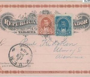 82863  - ECUADOR - Postal History -  STATIONERY CARD added franking to GERMANY