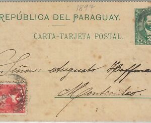 77233 - PARAGUAY - POSTAL HISTORY -   STATIONERY LETTER CARD  to MONTEVIDEO 1897