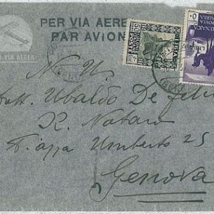 36497   Storia Postale LIBIA LYBIA busta posta aerea BENGAZI - GENOVA