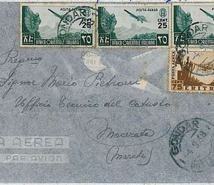 36503  COLONIE ITALIANE - A.O.I. +  ERITREA: BUSTA con affrancatura MISTA - 1938
