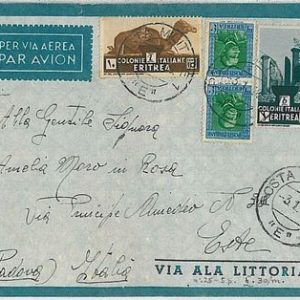36496 COLONIE   - A.O.I. ERITREA: BUSTA POSTA AEREA - Posta Militare 1 "E"