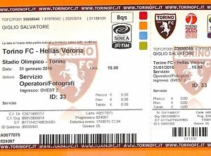 C2198- Vecchio BIGLIETTO PARTITA CALCIO - 2016 TORINO VS HELLAS VERONA