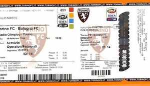 C2186- Vecchio BIGLIETTO PARTITA CALCIO - 2014 TORINO VS BOLOGNA FC