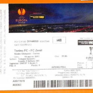 C2432- Vecchio BIGLIETTO PARTITA CALCIO - 2015 TORINO VS FC ZENIT