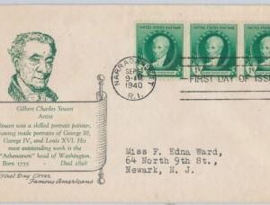 52517 UNITED STATES - CACHET FDC COVER: Scott # 884 (3) GILBERT C. STUART Art