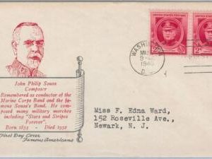 52513 - UNITED STATES - CACHET FDC COVER: Scott # 880 (2) J P SOUSA Music