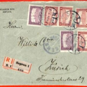 aa2042 - HUNGARY - Postal History - Registered COVER from SOPRON to SWITZERLAND