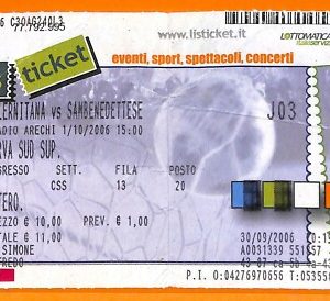 C2100- Vecchio BIGLIETTO PARTITA CALCIO - 2006 SALERNITANA VS SAMBENEDETTESE