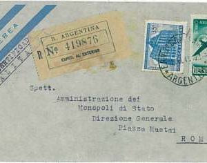 21236 -  ARGENTINA -  POSTAL HISTORY -  REGISTERED COVER to ITALY 1949