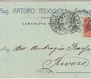 49513   CARTOLINA d'Epoca -  FERRARA citta' - PUBBLICITARIA: Rag Muggioli 1912