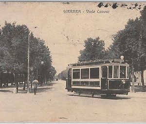 49515   CARTOLINA d'Epoca -  FERRARA citta' - VIALE CAVOUR : Tram 1927
