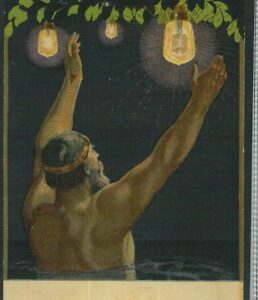 Lib1113 - CARTOLINA d'Epoca PUBBLICITARIA Illustrata -  LAMPADA TANTALIO Bella!
