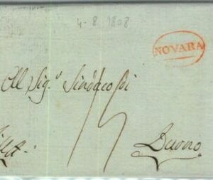 90938  - REGNO - STORIA POSTALE - BUSTA PREFILATELICA da NOVARA  1808