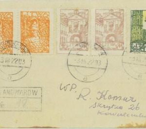 P0669 - Middle LITHUANIA - POSTAL HISTORY - REGISTERED cover LANDWAROW  1922