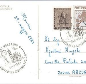 43280 - ITALY -POSTAL HISTORY - POSTCARD with VATICANO stamps: John Paul II