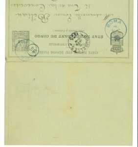 aa0032 - BELGIAN Congo  - POSTAL HISTORY - Double STATIONERY CARD from BOMA 1895