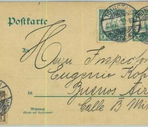 BK0552 - GERMANY Postoffice in CHINA - POSTAL STATIONERY CARD to ARGENTINA  1912