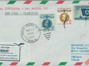 67246 -  USA - Postal History -  First Flight COVER 1960: NY-Frankfurt Lufthansa