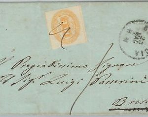 66083 -  REGNO - Storia Postale: SEGNATASSE 1 su BUSTA annullo a PIUMA  1868