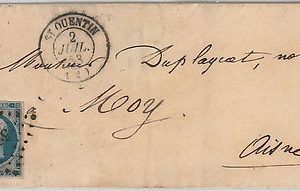 46384 FRANCE - HISTOIRE POSTAL : Yv # 10  LETTRE de ST QUENTIN: Cachet POIS 3256