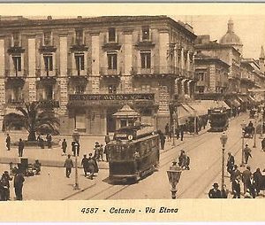 44272   CARTOLINA d'Epoca - CATANIA Città - VIE ETNEA - TRAM
