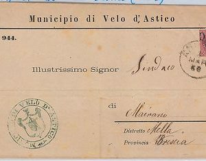 ITALIA REGNO: storia postale - Sass 34 su BUSTA da VELO D'ASTICO Vicenza 1880