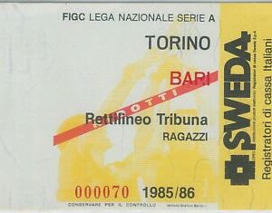 C0019  - Vecchio  BIGLIETTO PARTITA CALCIO - 1985 / 1986  : TORINO  / BARI