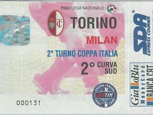C0028  - Vecchio  BIGLIETTO PARTITA CALCIO - 1998 / 1999  : TORINO  / MILAN