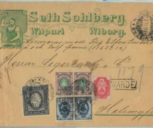 68757 - FINLAND - Postal History - ADVERTISING COVER  - 4 COLOUR franking 1906